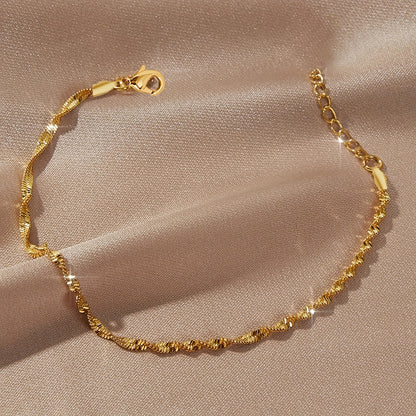 Elegante 18K Goud-Geplateerde Roestvrijstalen Golfketting Armband - Veelzijdig & Chique voor Dagelijks Gebruik of Vakantie Lumié